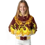personalized washington commanders winged blaze burgundy white varsity jacket best selling