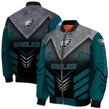 philadelphia eagles arrow layer green black bomber jacket fashion forward