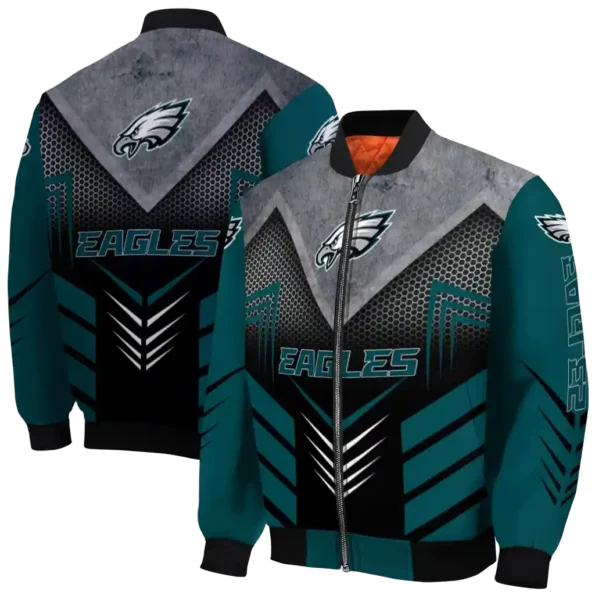philadelphia eagles arrow layer green black bomber jacket fashion forward