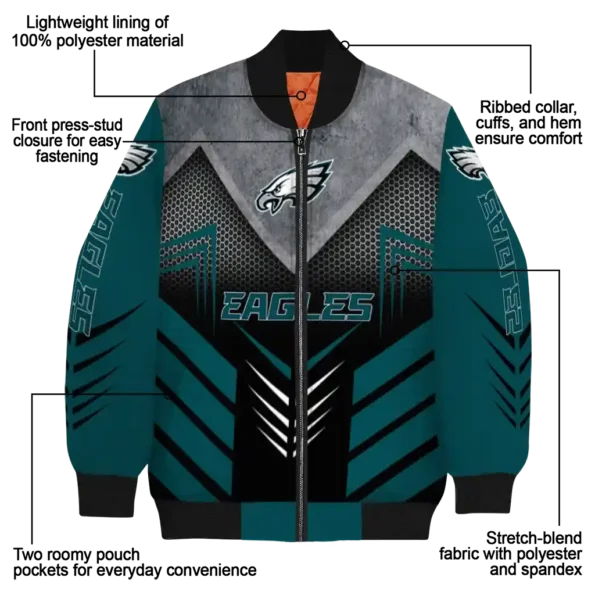 philadelphia eagles arrow layer green black bomber jacket new arrival