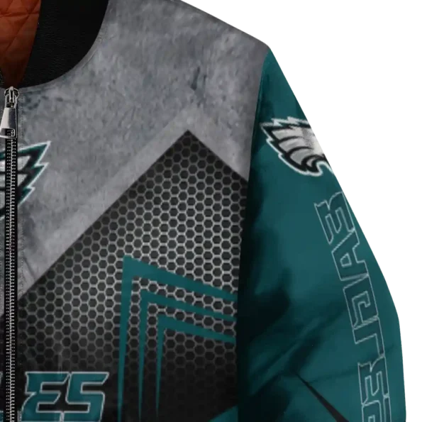 philadelphia eagles arrow layer green black bomber jacket premium grade