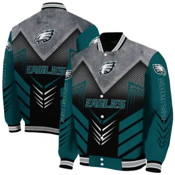 philadelphia eagles arrow layer green black varsity jacket fashion forward
