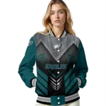 philadelphia eagles arrow layer green black varsity jacket best selling