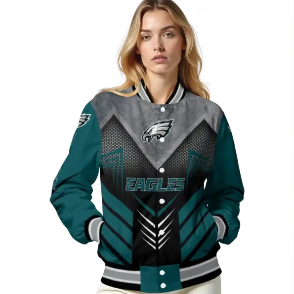 philadelphia eagles arrow layer green black varsity jacket latest model