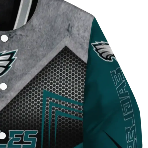 philadelphia eagles arrow layer green black varsity jacket premium grade