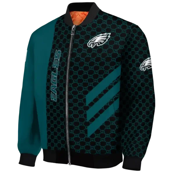 philadelphia eagles triple side stripes green black bomber jacket best selling