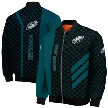philadelphia eagles triple side stripes green black bomber jacket fashion forward