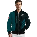 philadelphia eagles triple side stripes green black bomber jacket best selling
