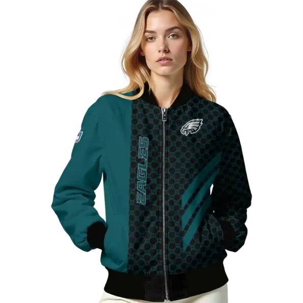 philadelphia eagles triple side stripes green black bomber jacket latest model
