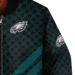 philadelphia eagles triple side stripes green black bomber jacket best selling