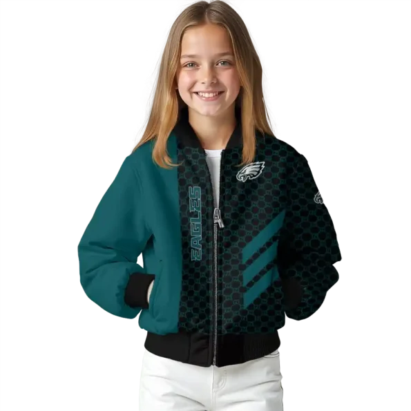 philadelphia eagles triple side stripes green black bomber jacket top rated