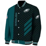 philadelphia eagles triple side stripes green black varsity jacket best selling