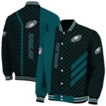 philadelphia eagles triple side stripes green black varsity jacket best selling