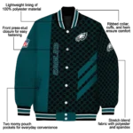philadelphia eagles triple side stripes green black varsity jacket best selling
