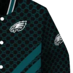 philadelphia eagles triple side stripes green black varsity jacket best selling