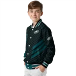 philadelphia eagles triple side stripes green black varsity jacket best selling