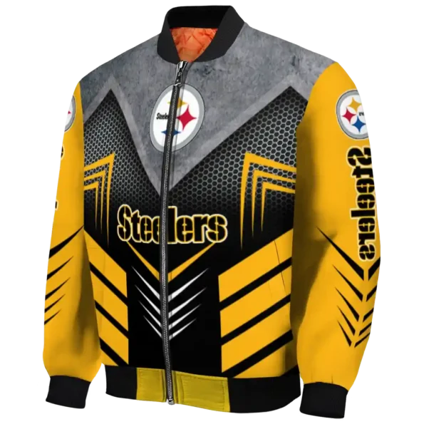 pittsburgh steelers arrow layer gold black bomber jacket best selling