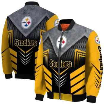 pittsburgh steelers arrow layer gold black bomber jacket fashion forward