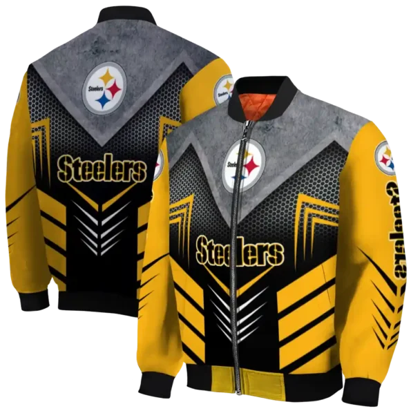 pittsburgh steelers arrow layer gold black bomber jacket fashion forward