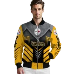 pittsburgh steelers arrow layer gold black bomber jacket best selling