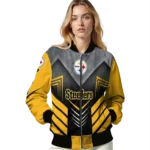 pittsburgh steelers arrow layer gold black bomber jacket best selling