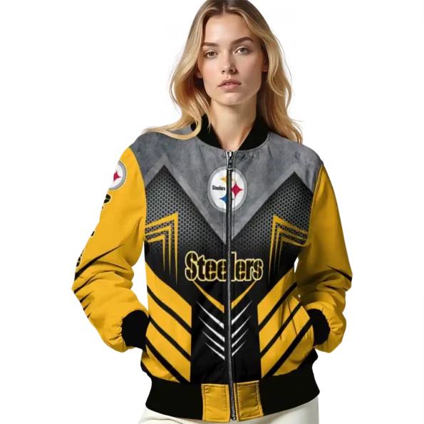 pittsburgh steelers arrow layer gold black bomber jacket latest model