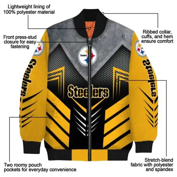 pittsburgh steelers arrow layer gold black bomber jacket new arrival