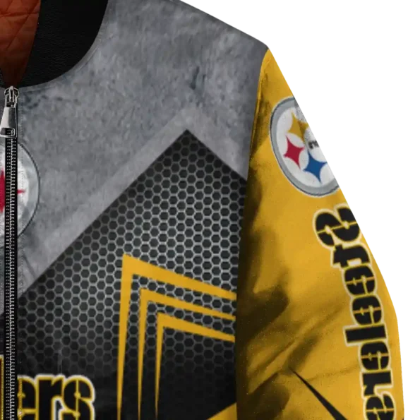 pittsburgh steelers arrow layer gold black bomber jacket premium grade