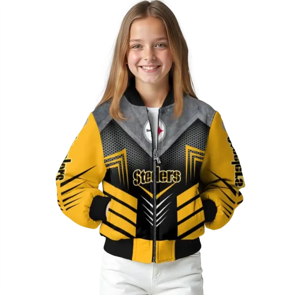pittsburgh steelers arrow layer gold black bomber jacket top rated