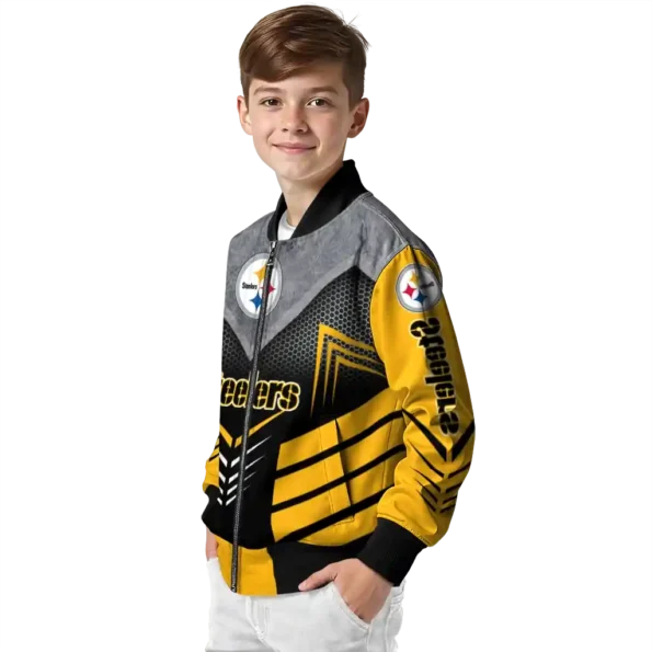 pittsburgh steelers arrow layer gold black bomber jacket trendy