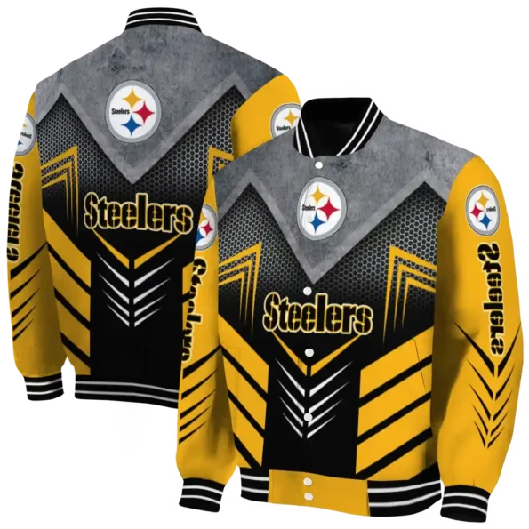 pittsburgh steelers arrow layer gold black varsity jacket fashion forward