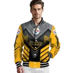 pittsburgh steelers arrow layer gold black varsity jacket best selling