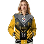 pittsburgh steelers arrow layer gold black varsity jacket best selling