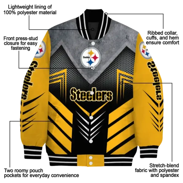pittsburgh steelers arrow layer gold black varsity jacket new arrival