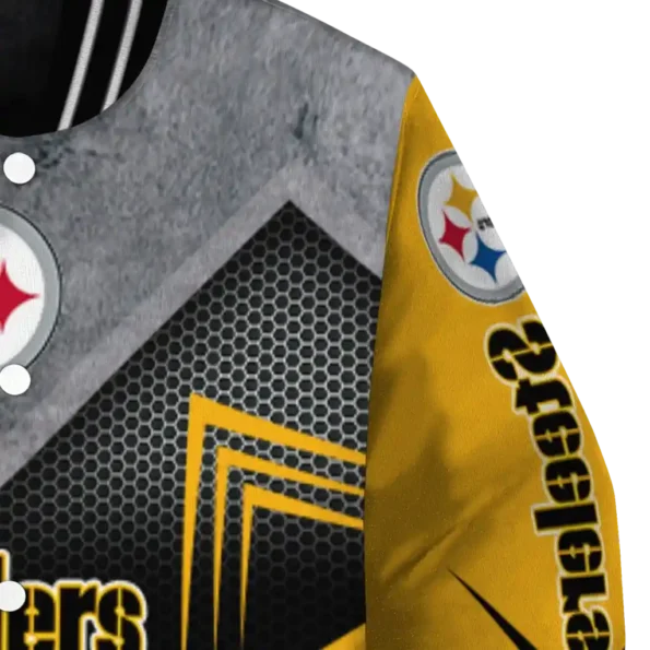 pittsburgh steelers arrow layer gold black varsity jacket premium grade