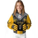 pittsburgh steelers arrow layer gold black varsity jacket best selling