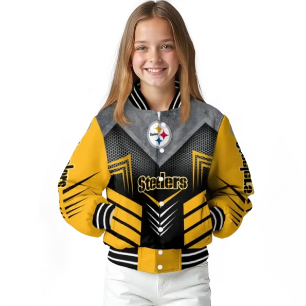 pittsburgh steelers arrow layer gold black varsity jacket top rated