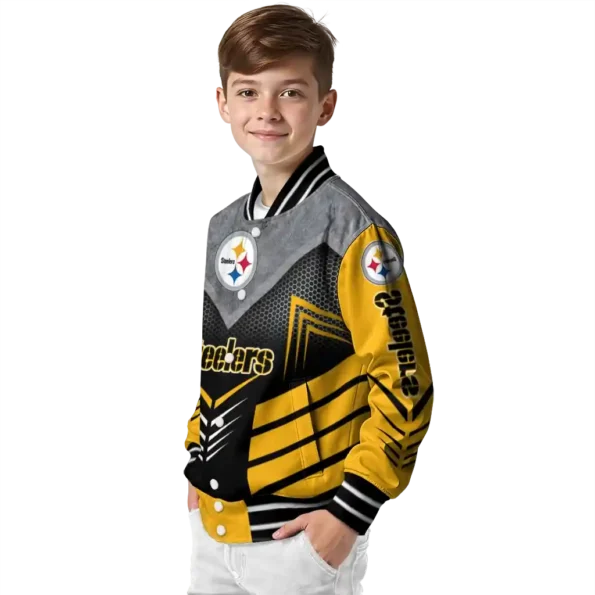 pittsburgh steelers arrow layer gold black varsity jacket trendy