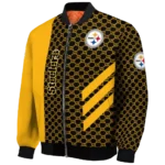 pittsburgh steelers triple side stripes gold black bomber jacket best selling