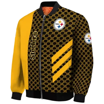 pittsburgh steelers triple side stripes gold black bomber jacket best selling