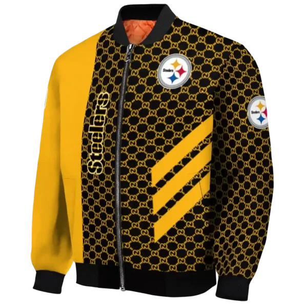 pittsburgh steelers triple side stripes gold black bomber jacket best selling
