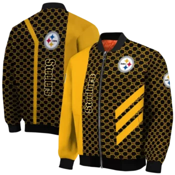 pittsburgh steelers triple side stripes gold black bomber jacket fashion forward