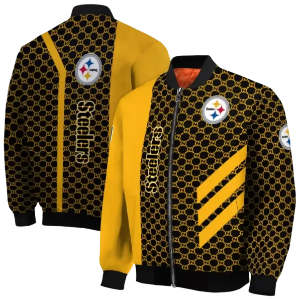 pittsburgh steelers triple side stripes gold black bomber jacket fashion forward
