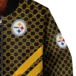 pittsburgh steelers triple side stripes gold black bomber jacket best selling