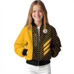 pittsburgh steelers triple side stripes gold black bomber jacket best selling