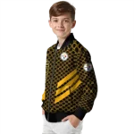 pittsburgh steelers triple side stripes gold black bomber jacket best selling