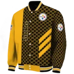 pittsburgh steelers triple side stripes gold black varsity jacket best selling