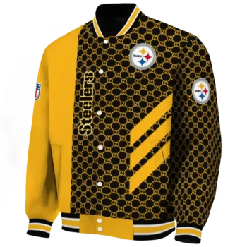 pittsburgh steelers triple side stripes gold black varsity jacket best selling