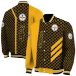 pittsburgh steelers triple side stripes gold black varsity jacket best selling