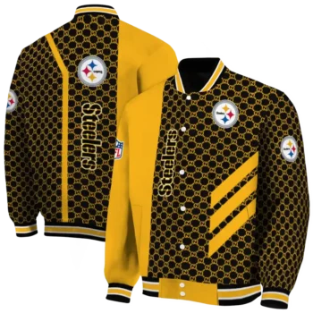 pittsburgh steelers triple side stripes gold black varsity jacket fashion forward